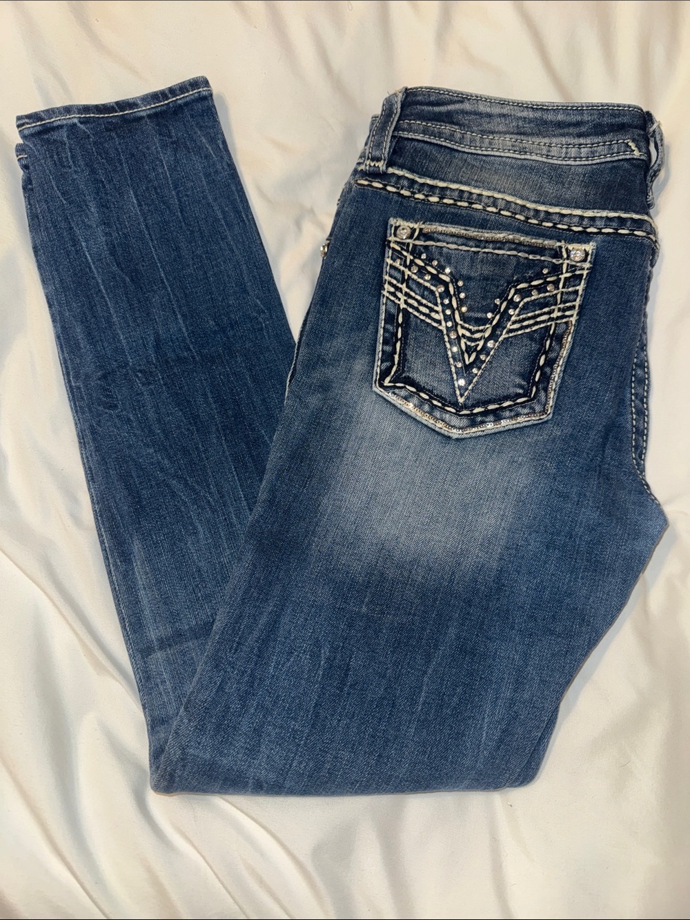 Vigoss Dark Blue Skinny Jeans with Embroidered Pocket